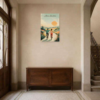 Affiche Même direction - Couple moderne dans une entrée ou un couloir - Art Virtuoso