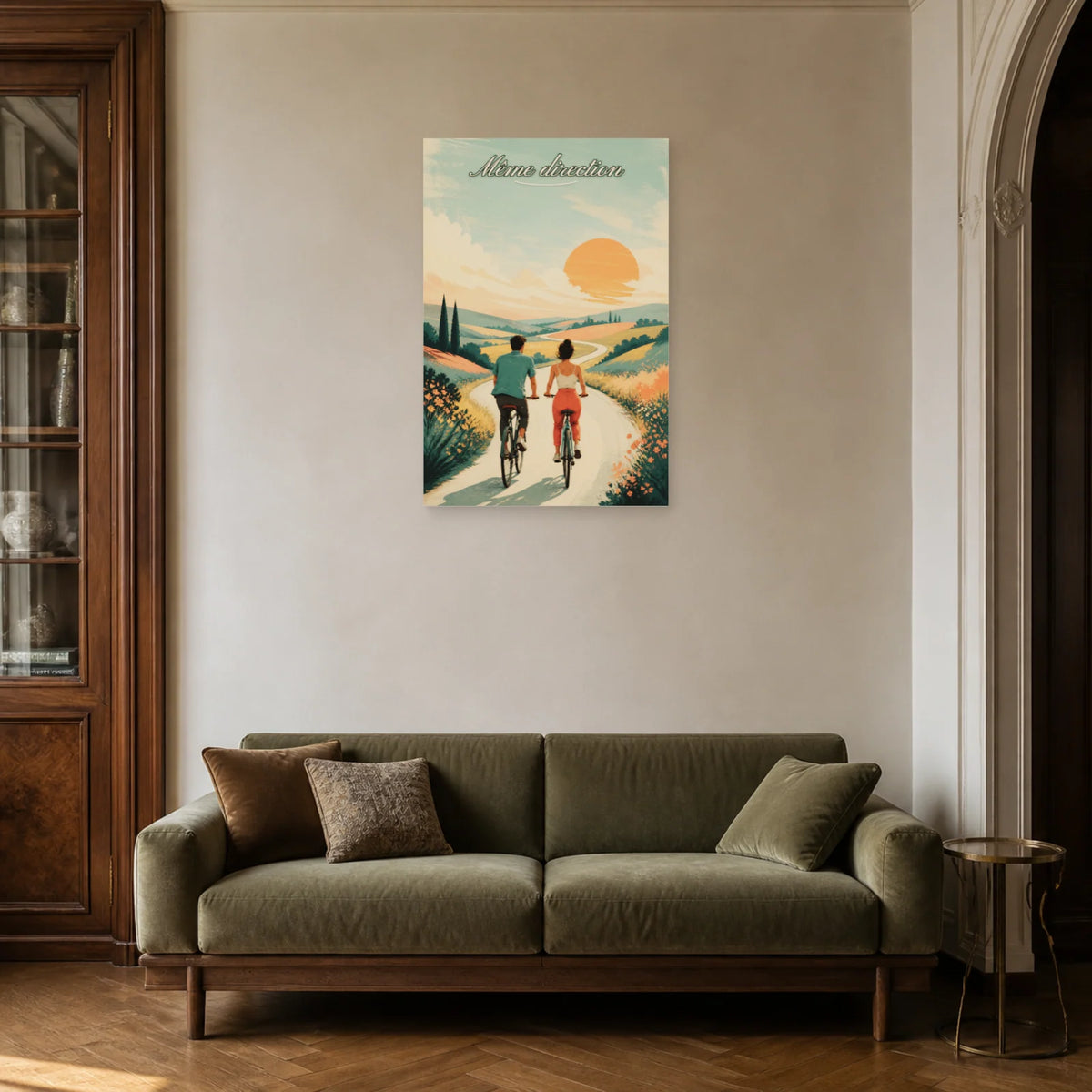 Affiche Même direction - Couple moderne dans un salon - Art Virtuoso
