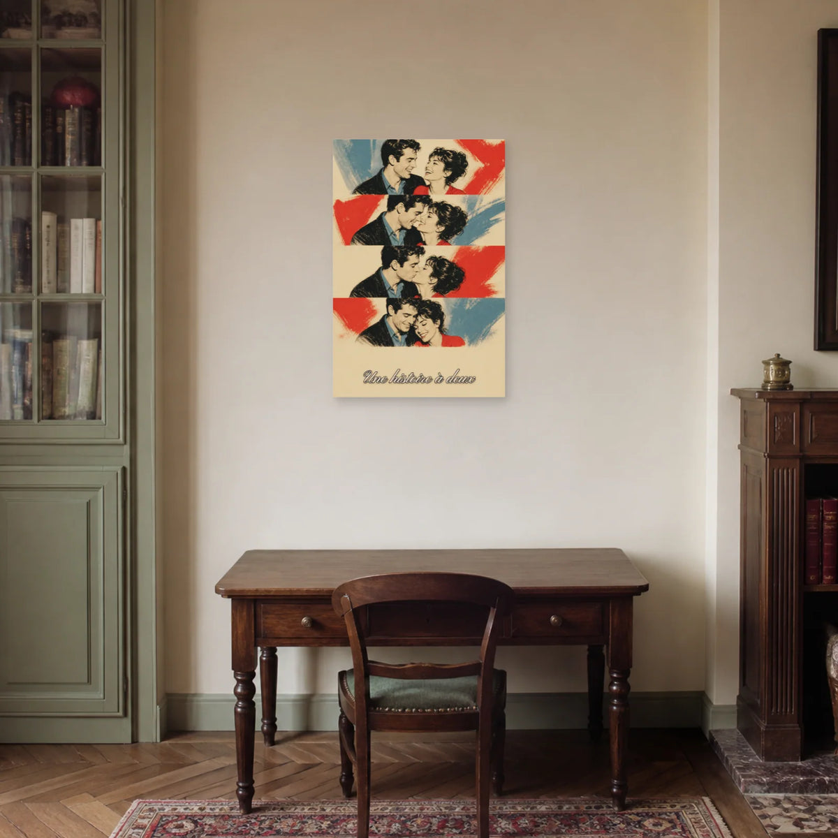 Affiche Une histoire à deux - Photomaton vintage dans un bureau - Art Virtuoso