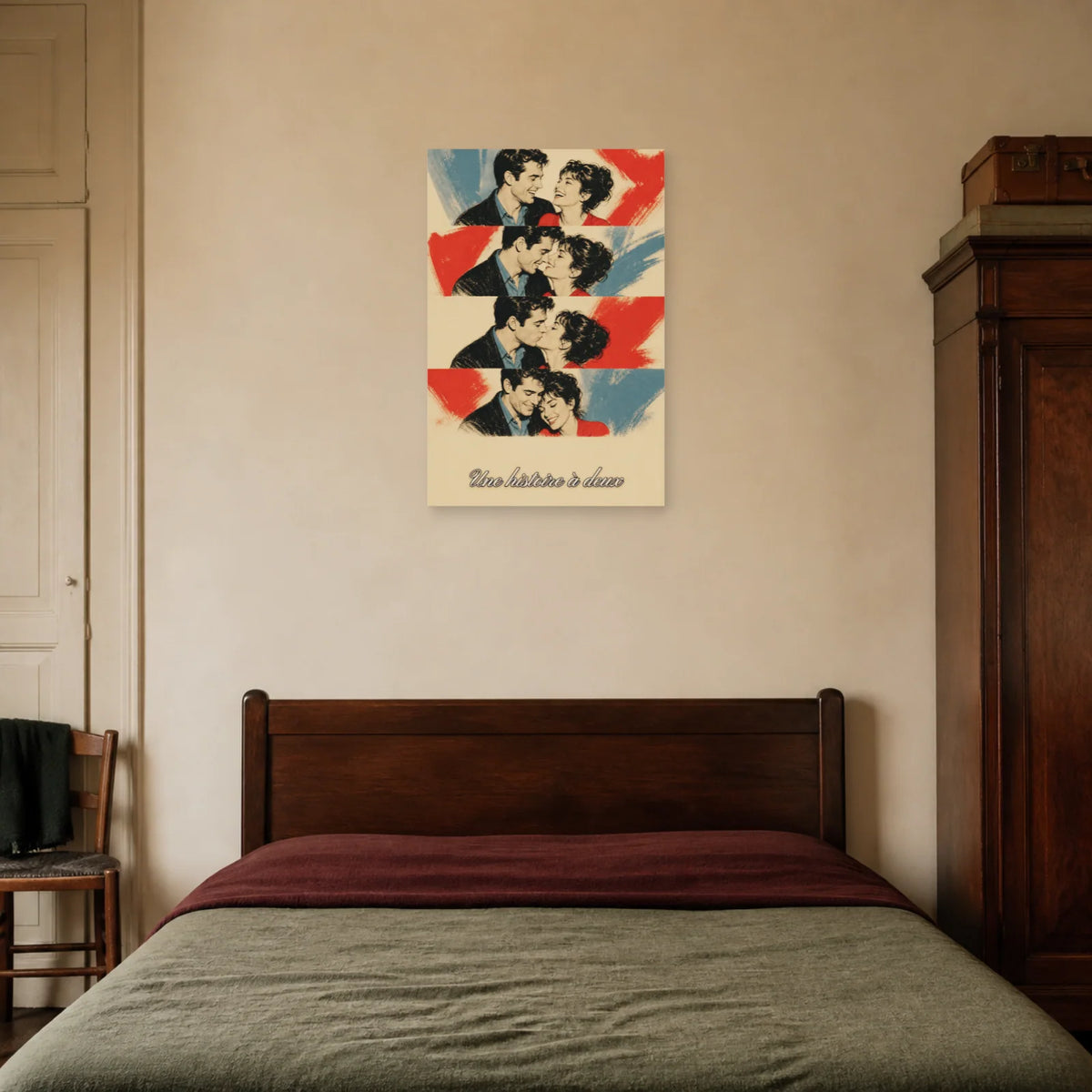 Affiche Une histoire à deux - Photomaton vintage dans une chambre - Art Virtuoso
