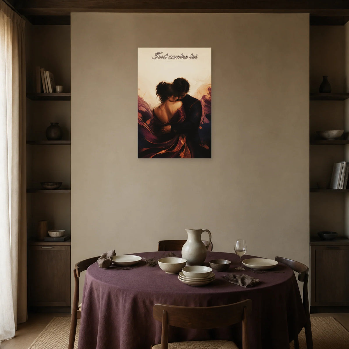 Affiche Tout contre toi - Couple sensuel dans une salle à manger - Art Virtuoso