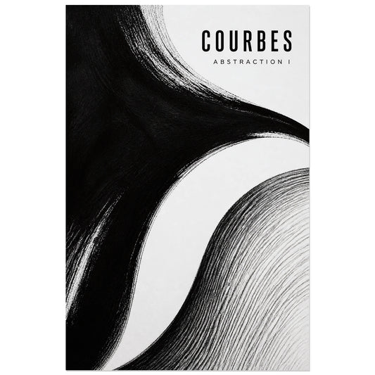 Affiche Courbes – Abstraction I, encre abstraite contemporaine verticale, format 30 × 45 cm