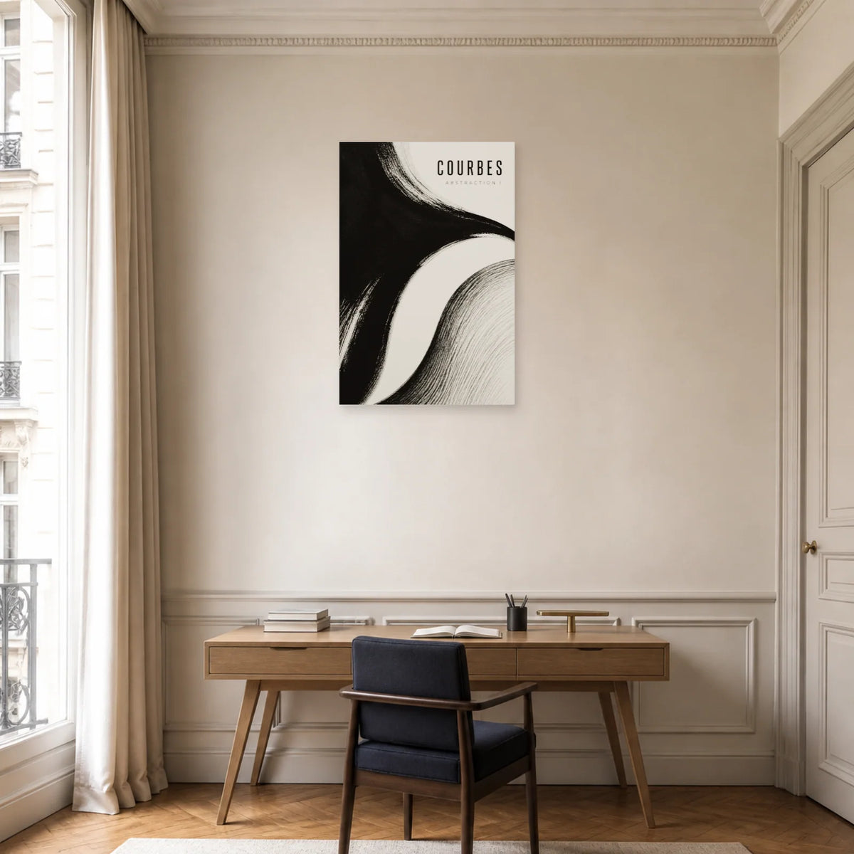 Affiche Courbes – Abstraction I dans un bureau - Art Virtuoso