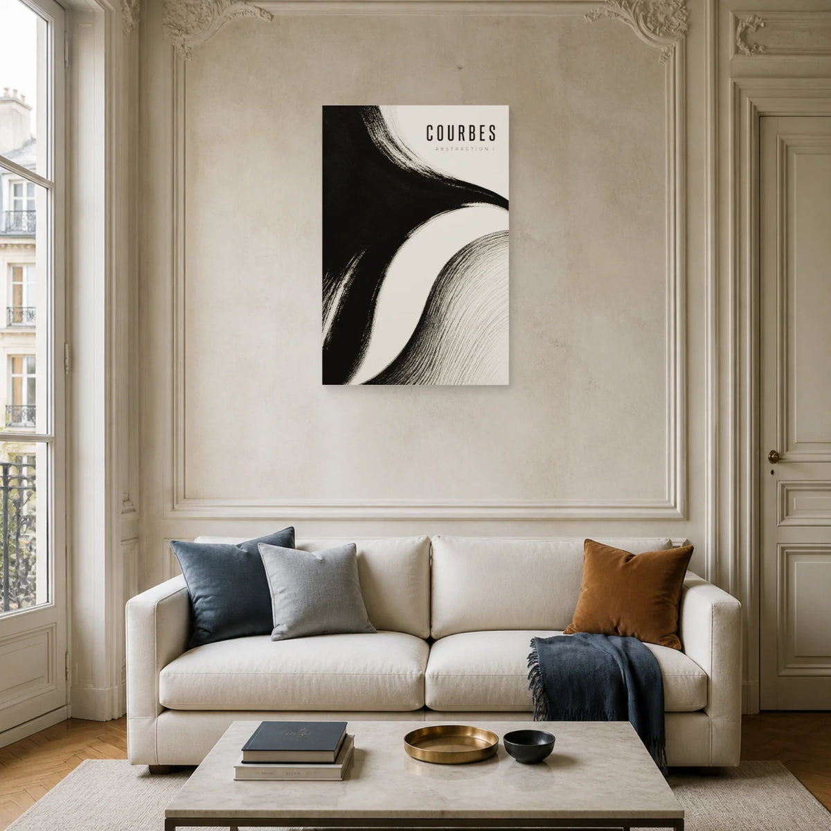 Affiche Courbes – Abstraction I dans un salon - Art Virtuoso
