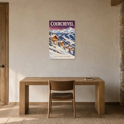 Affiche Courchevel - Chalets d'altitude dans un bureau - Art Virtuoso
