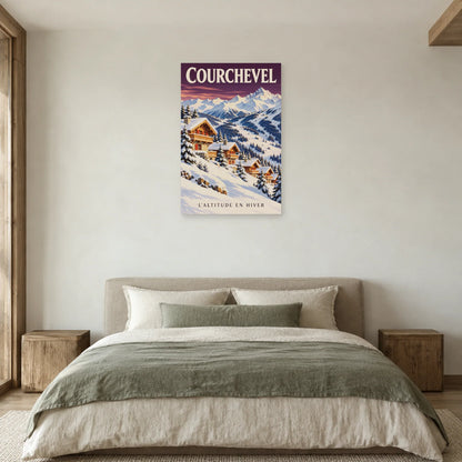 Affiche Courchevel - Chalets d'altitude dans une chambre - Art Virtuoso