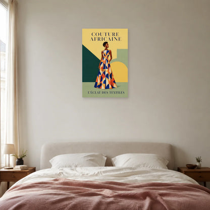 Affiche Couture africaine, éclat des textiles dans une chambre - Art Virtuoso
