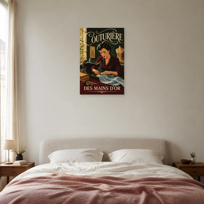 Affiche Couturière, des mains d'or dans une chambre - Art Virtuoso