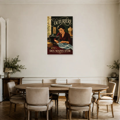 Affiche Couturière, des mains d'or dans une salle à manger - Art Virtuoso