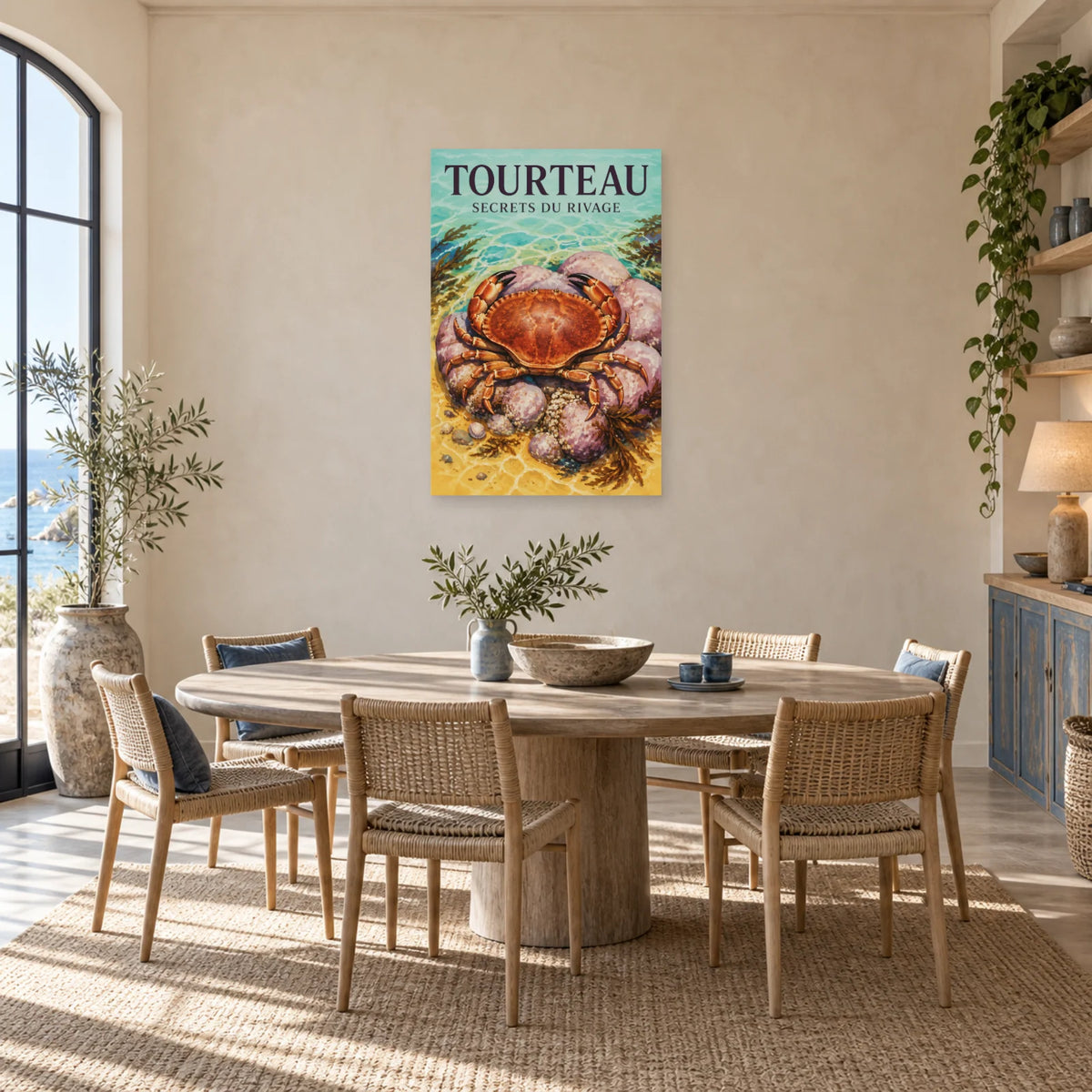 Affiche Tourteau - Secrets du rivage dans une salle à manger - Art Virtuoso