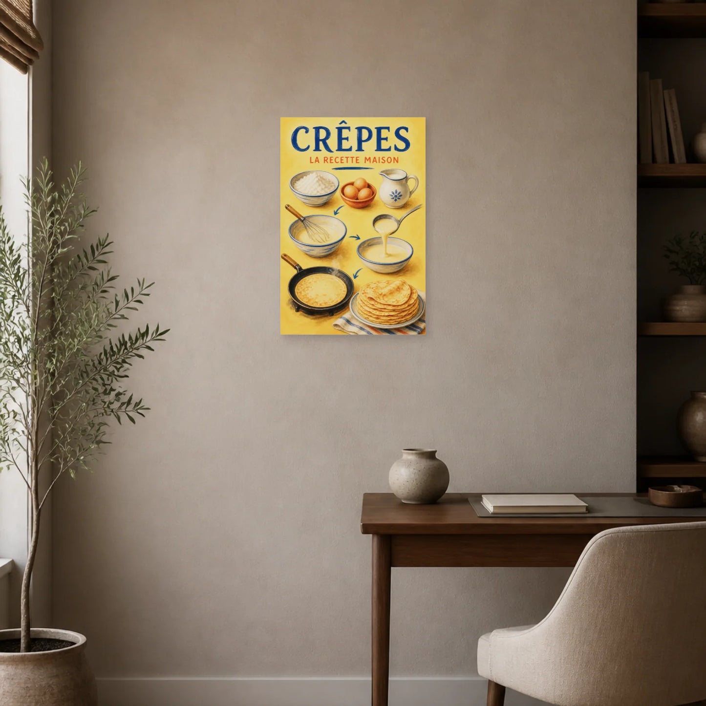 Affiche Crêpes – La Recette Maison dans un bureau - Art Virtuoso