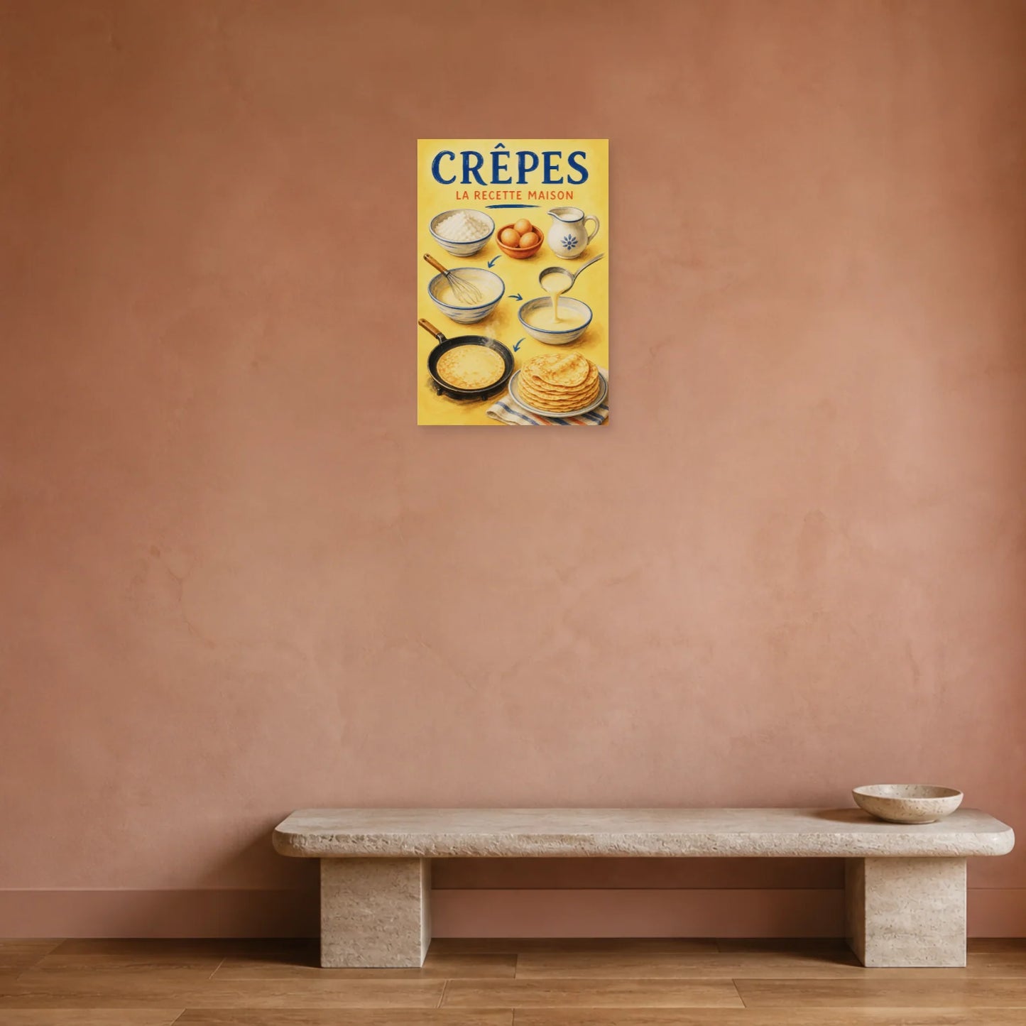Affiche Crêpes – La Recette Maison dans une entrée ou un couloir - Art Virtuoso
