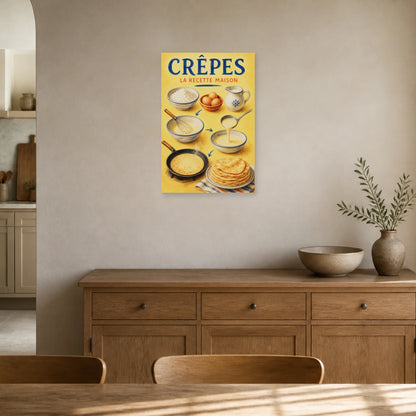 Affiche Crêpes – La Recette Maison dans un salon - Art Virtuoso
