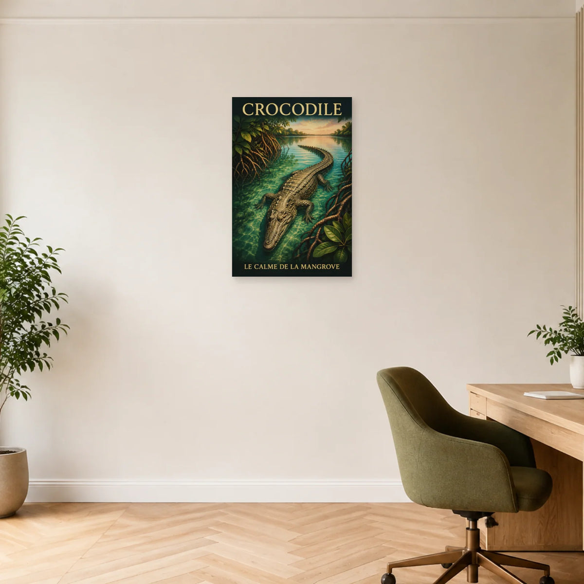 Affiche Crocodile, le calme de la mangrove dans un bureau - Art Virtuoso
