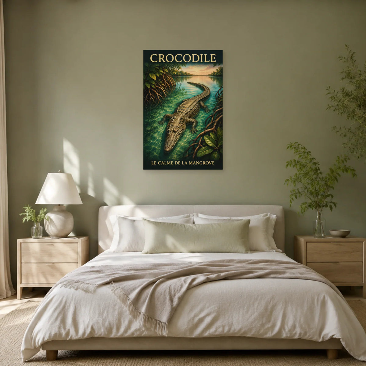 Affiche Crocodile, le calme de la mangrove dans une chambre - Art Virtuoso