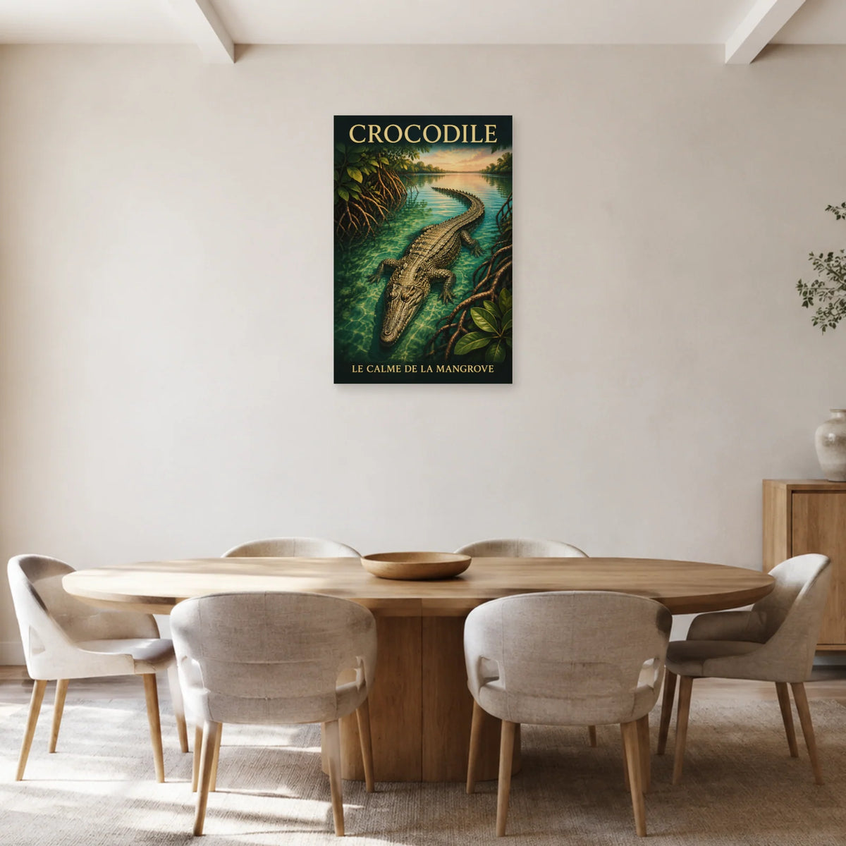 Affiche Crocodile, le calme de la mangrove dans une salle à manger - Art Virtuoso