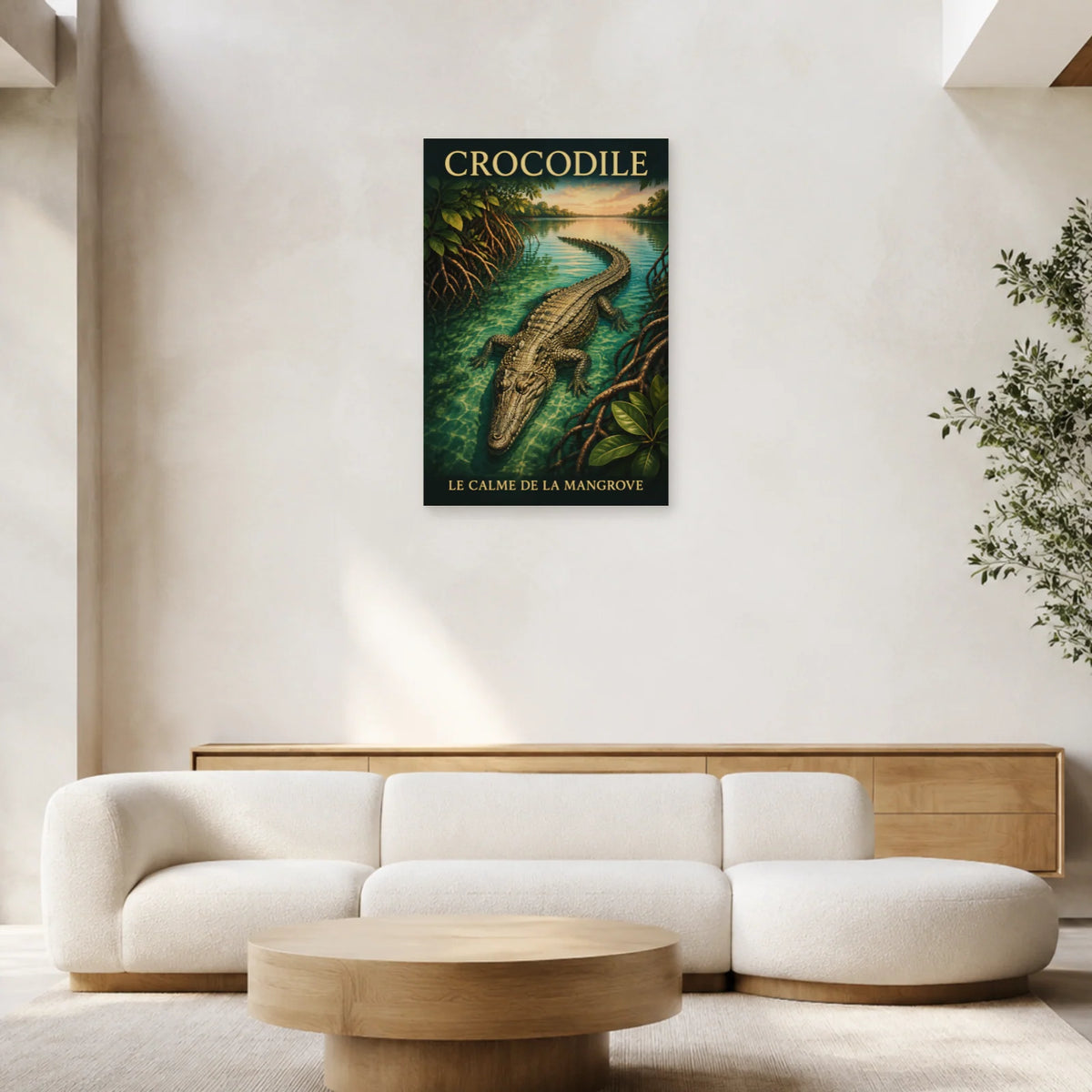 Affiche Crocodile, le calme de la mangrove dans un salon - Art Virtuoso
