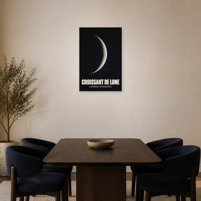 Affiche Croissant de Lune – Lumière Naissante dans une salle à manger - Art Virtuoso