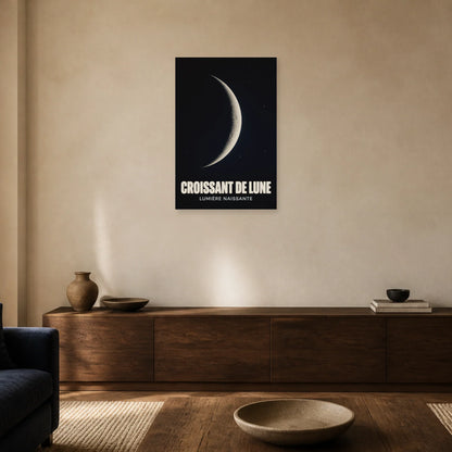 Affiche Croissant de Lune – Lumière Naissante dans un salon - Art Virtuoso