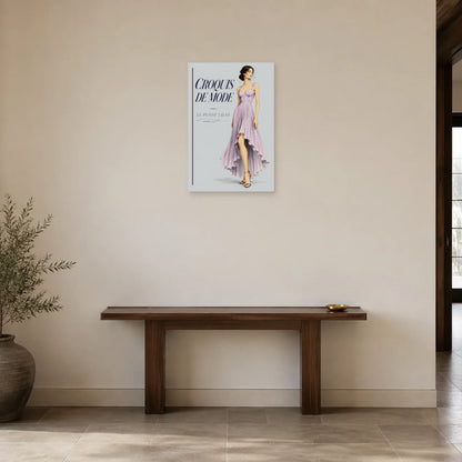 Affiche Croquis de mode, le plissé lilas dans une entrée ou un couloir - Art Virtuoso
