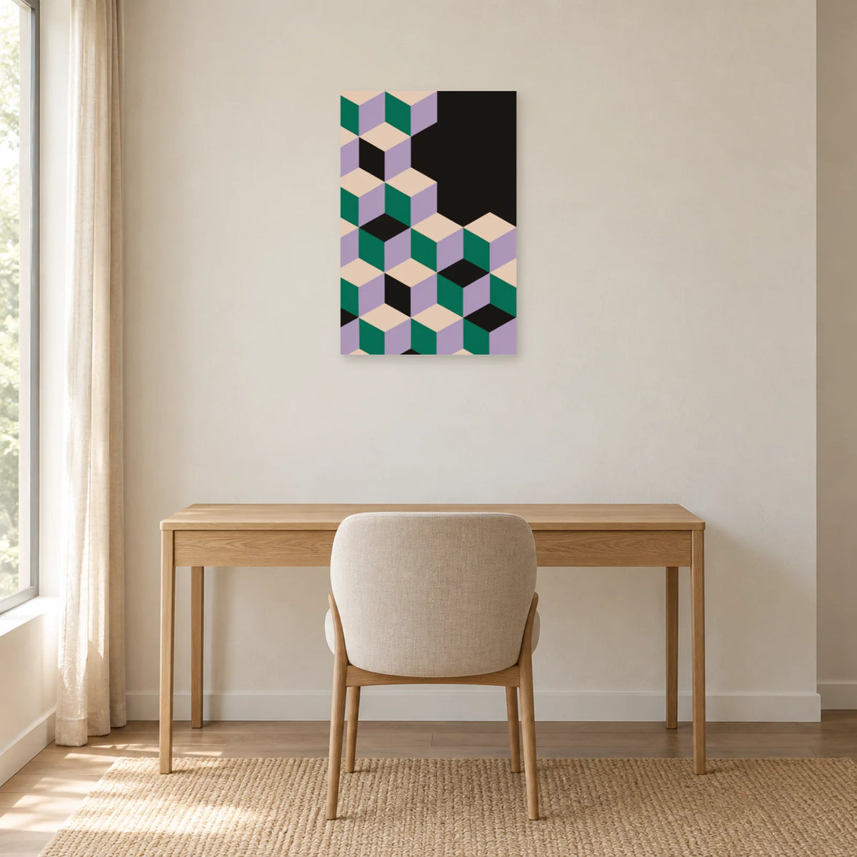 Affiche Cubes - Pavage isometrique dans un bureau - Art Virtuoso