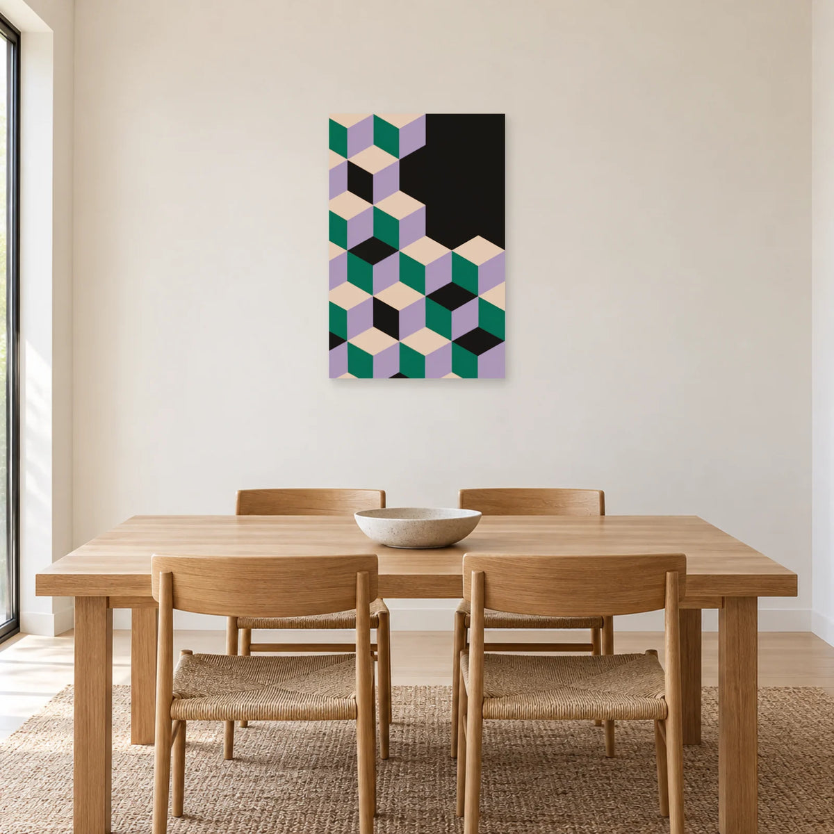 Affiche Cubes - Pavage isometrique dans une salle à manger - Art Virtuoso