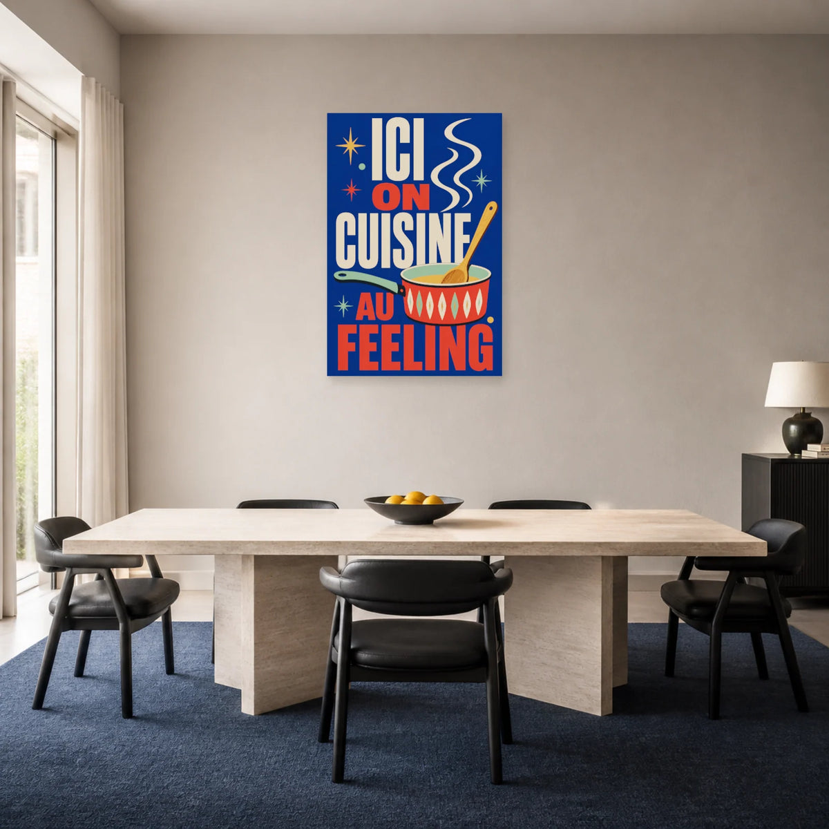 Affiche Ici on cuisine au feeling dans une salle à manger - Art Virtuoso