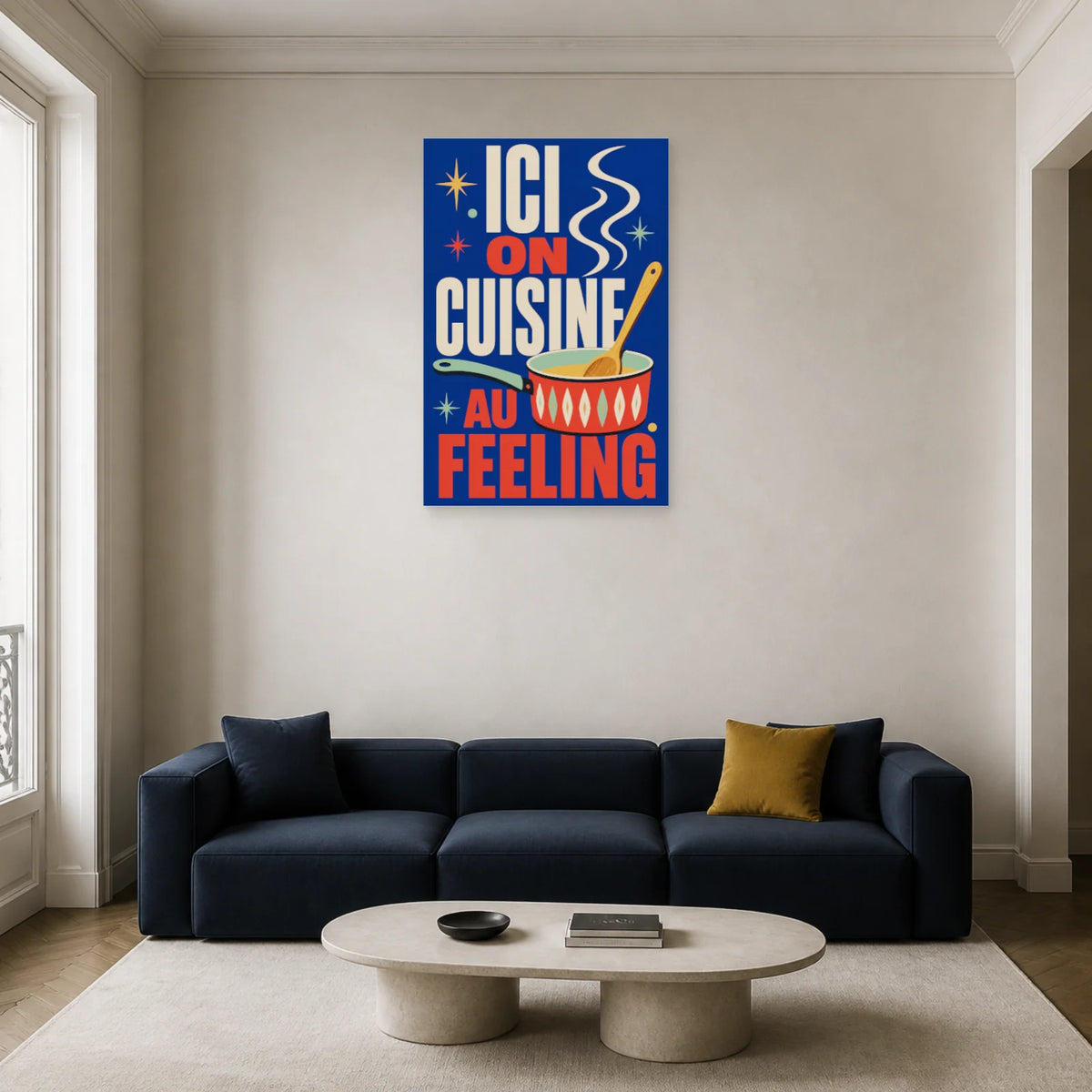 Affiche Ici on cuisine au feeling dans un salon - Art Virtuoso