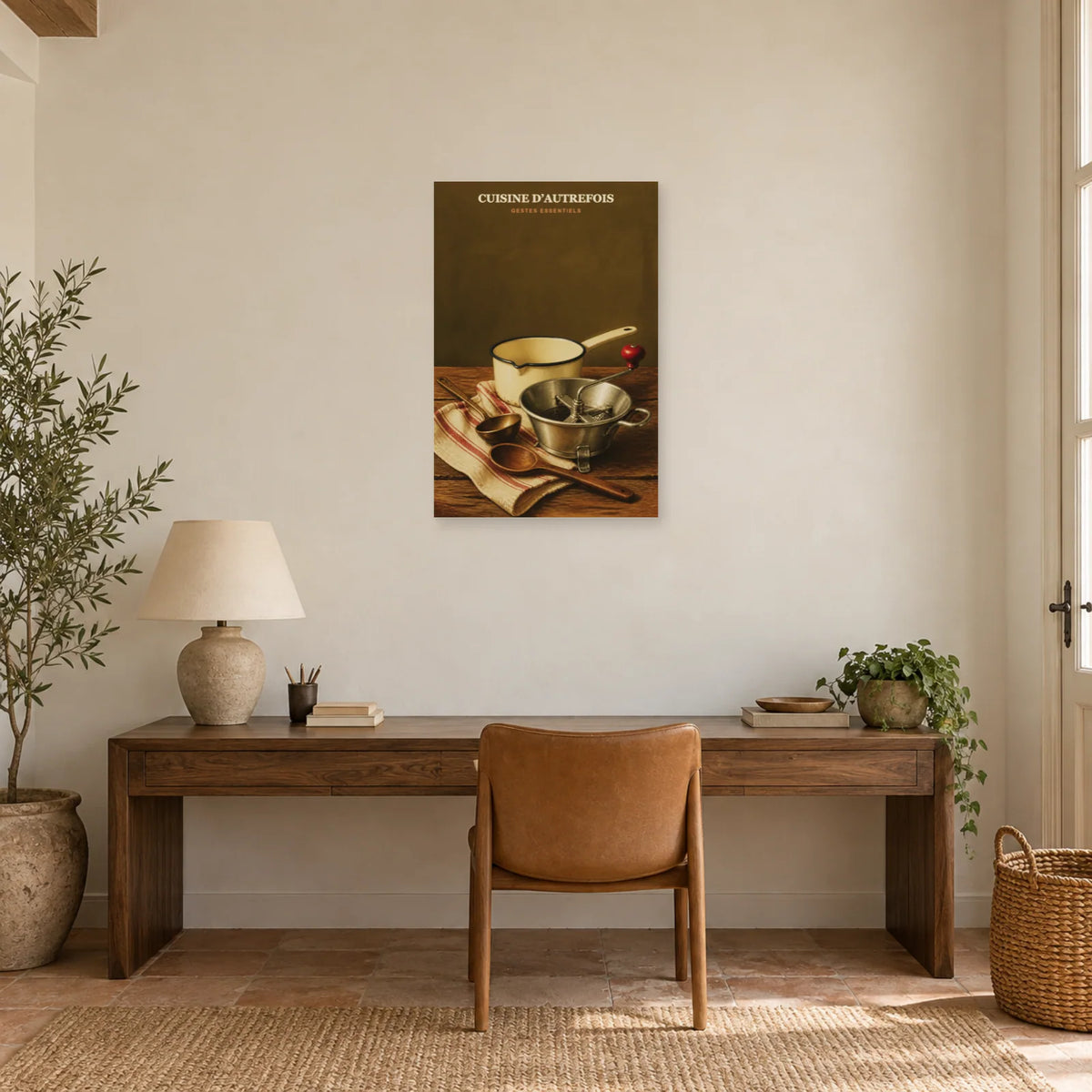 Affiche Cuisine d’Autrefois – Gestes Essentiels dans un bureau - Art Virtuoso