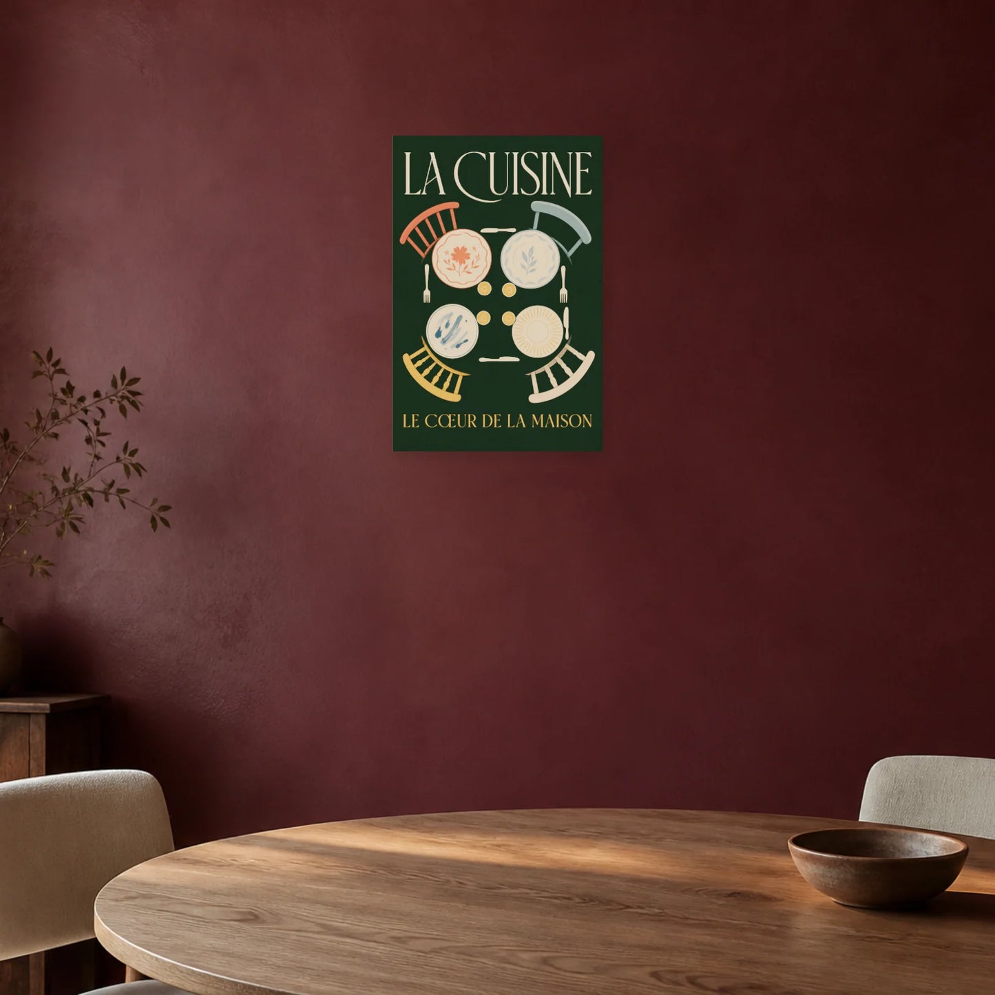 Affiche La Cuisine – Le Cœur de la Maison dans une salle à manger - Art Virtuoso