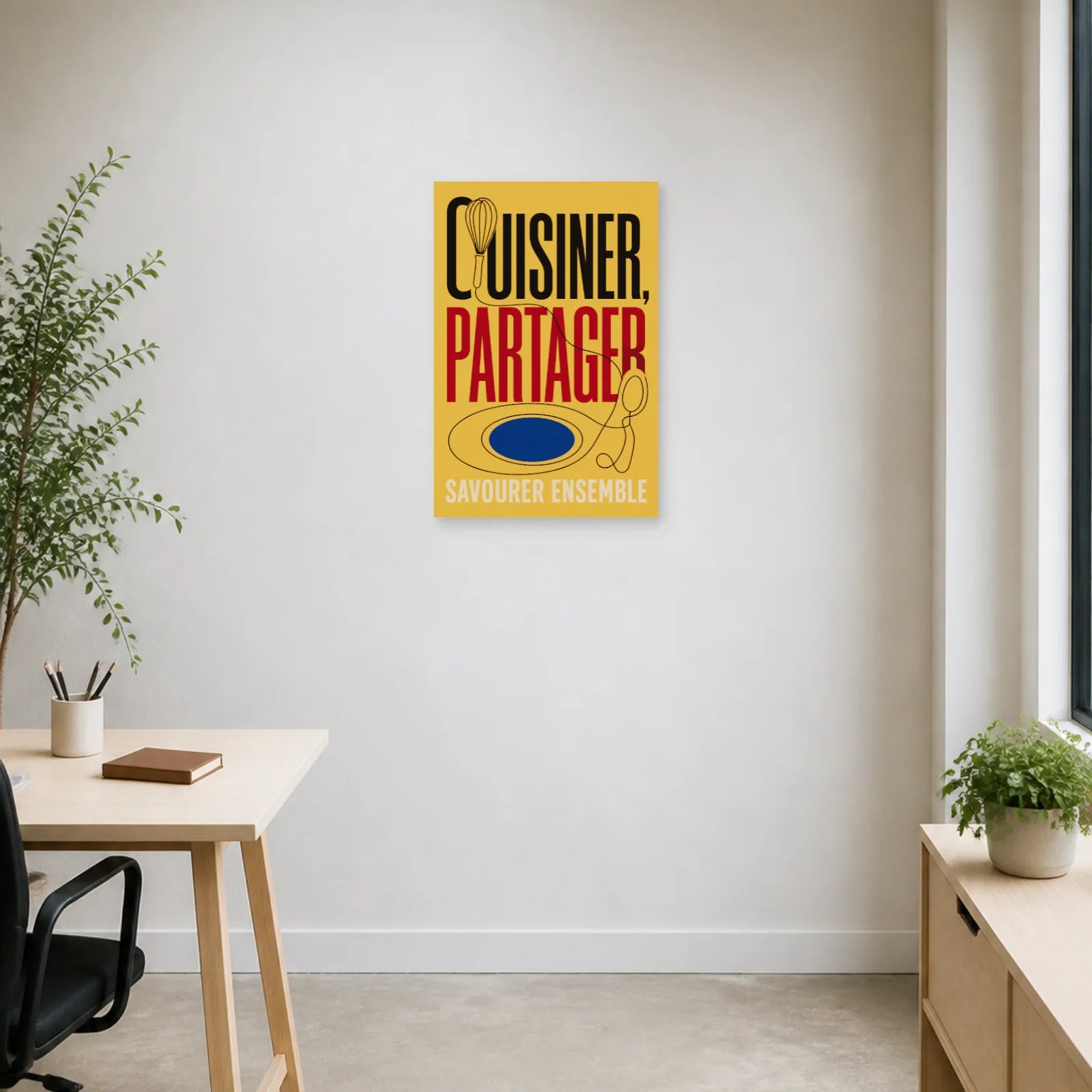 Affiche Cuisiner, Partager – Savourer Ensemble dans un bureau - Art Virtuoso