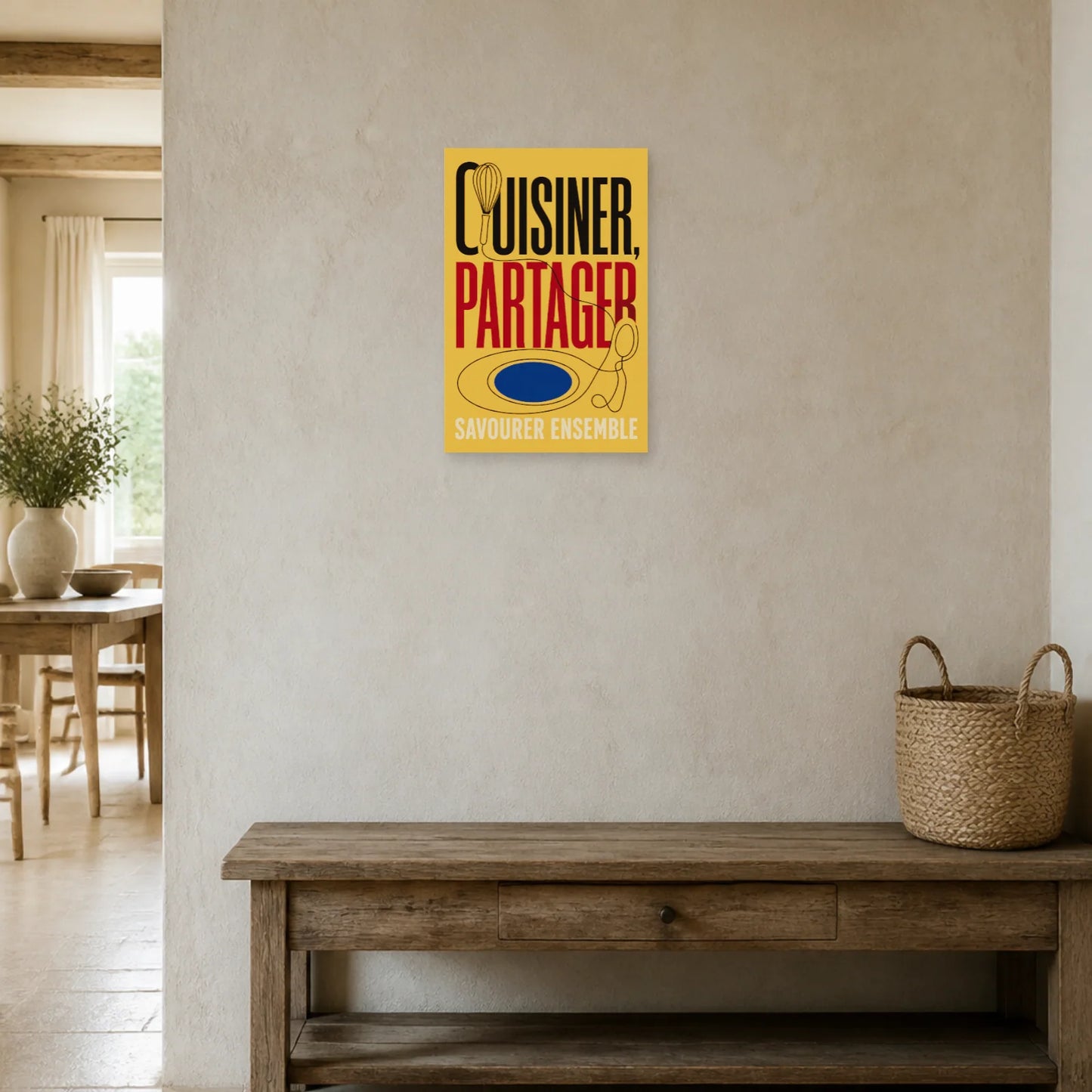 Affiche Cuisiner, Partager – Savourer Ensemble dans une entrée ou un couloir - Art Virtuoso
