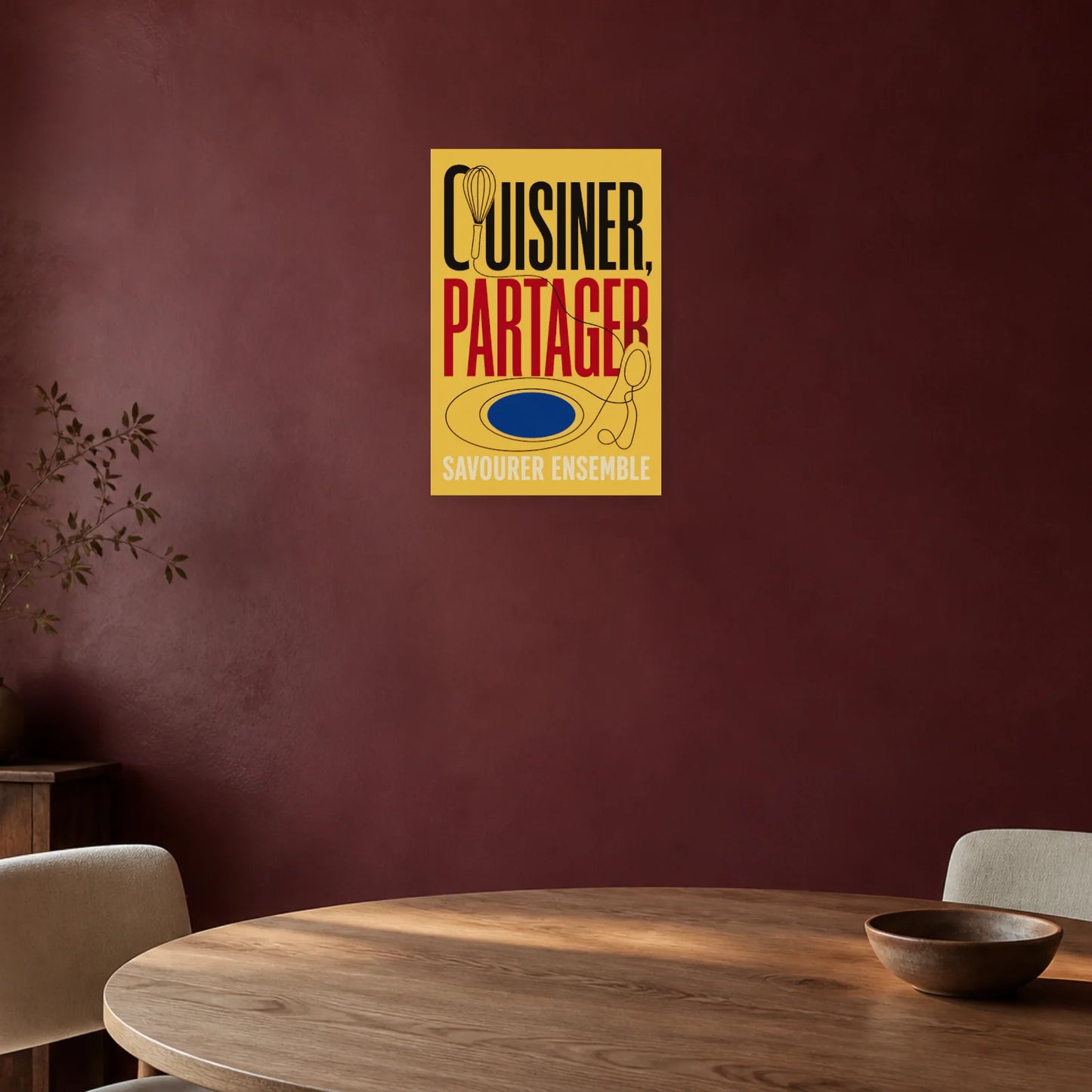 Affiche Cuisiner, Partager – Savourer Ensemble dans une salle à manger - Art Virtuoso