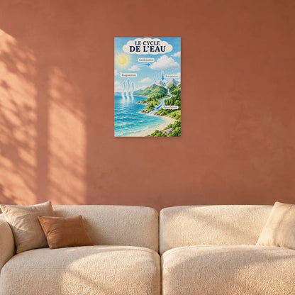Affiche Cycle de l'eau - Le voyage d'une goutte dans un salon - Art Virtuoso