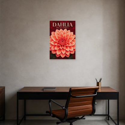 Affiche Dahlia – Éclat Corail dans un bureau - Art Virtuoso