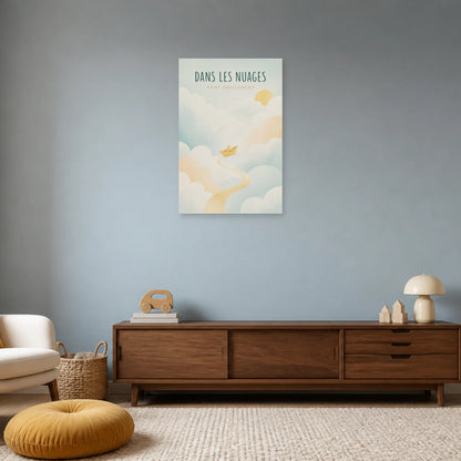 Affiche Dans les Nuages – Tout Doucement dans un salon - Art Virtuoso