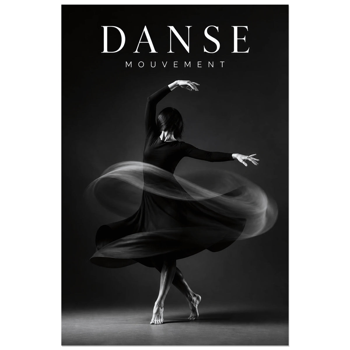 Affiche Danse – Mouvement, photographie de danse en pose longue verticale, format 30 × 45 cm