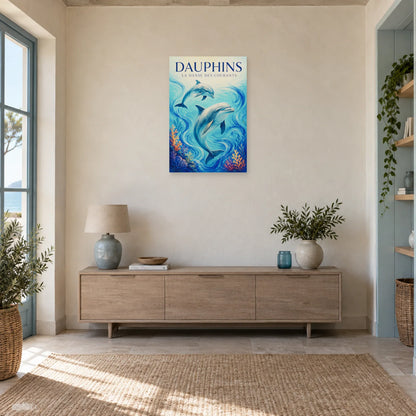 Affiche Dauphins - La danse des courants dans une entrée ou un couloir - Art Virtuoso