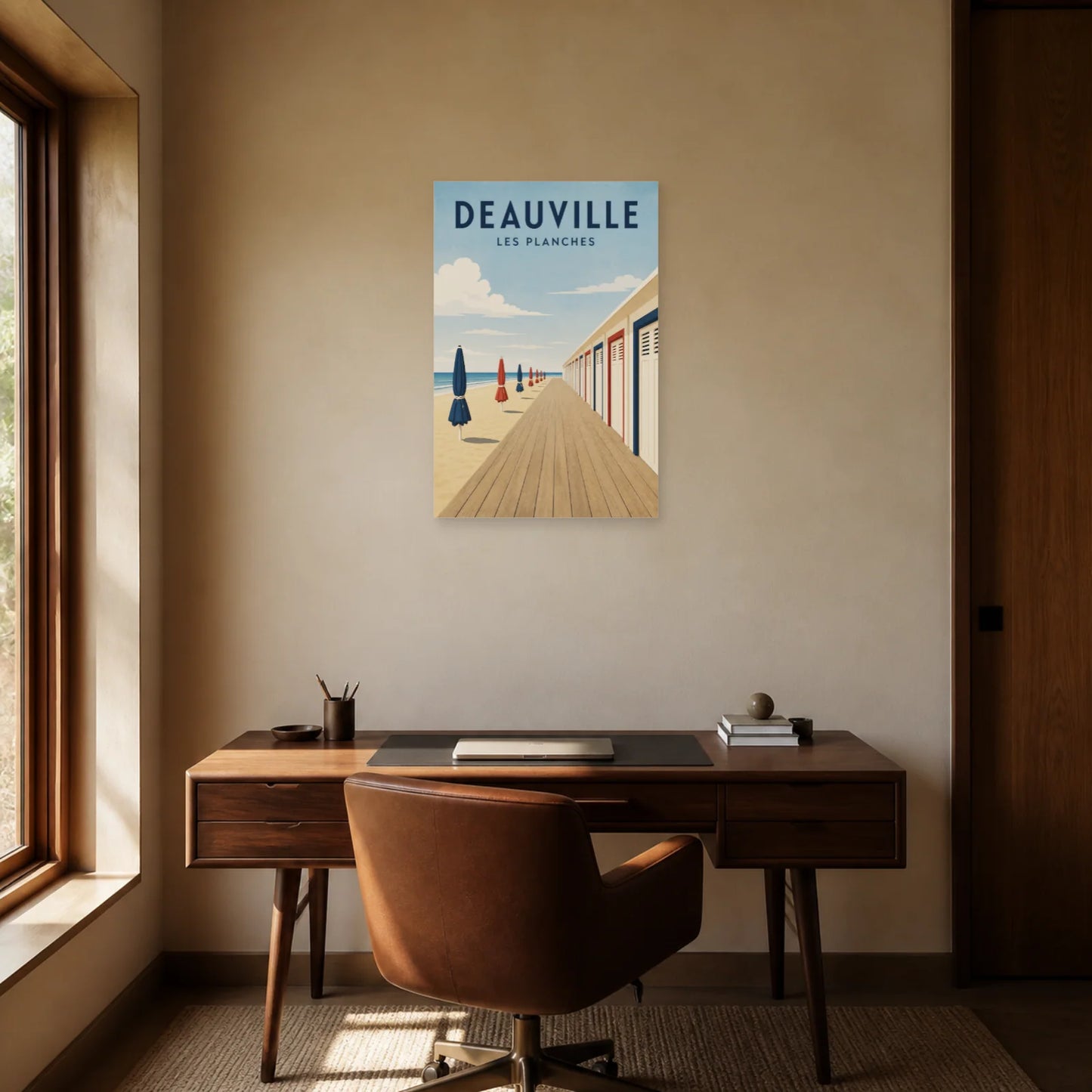 Affiche Deauville – Les Planches dans un bureau - Art Virtuoso