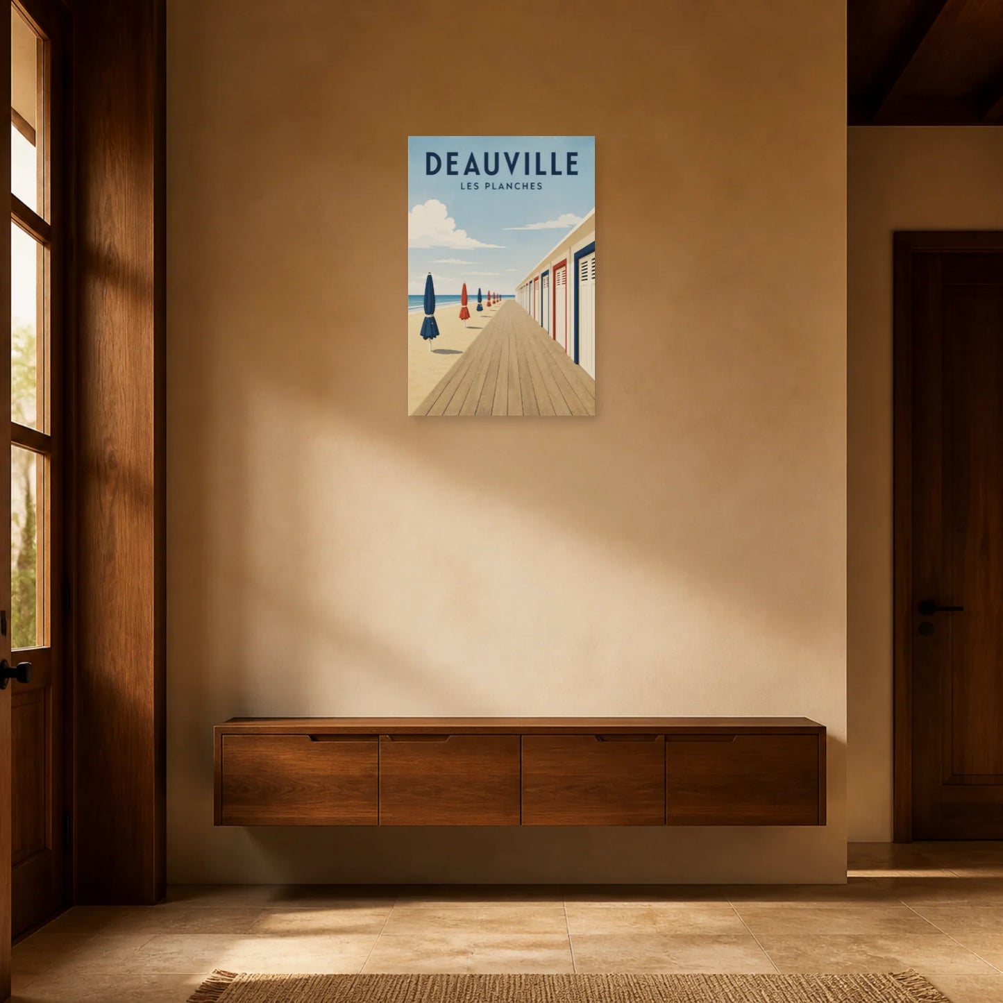 Affiche Deauville – Les Planches dans une entrée ou un couloir - Art Virtuoso