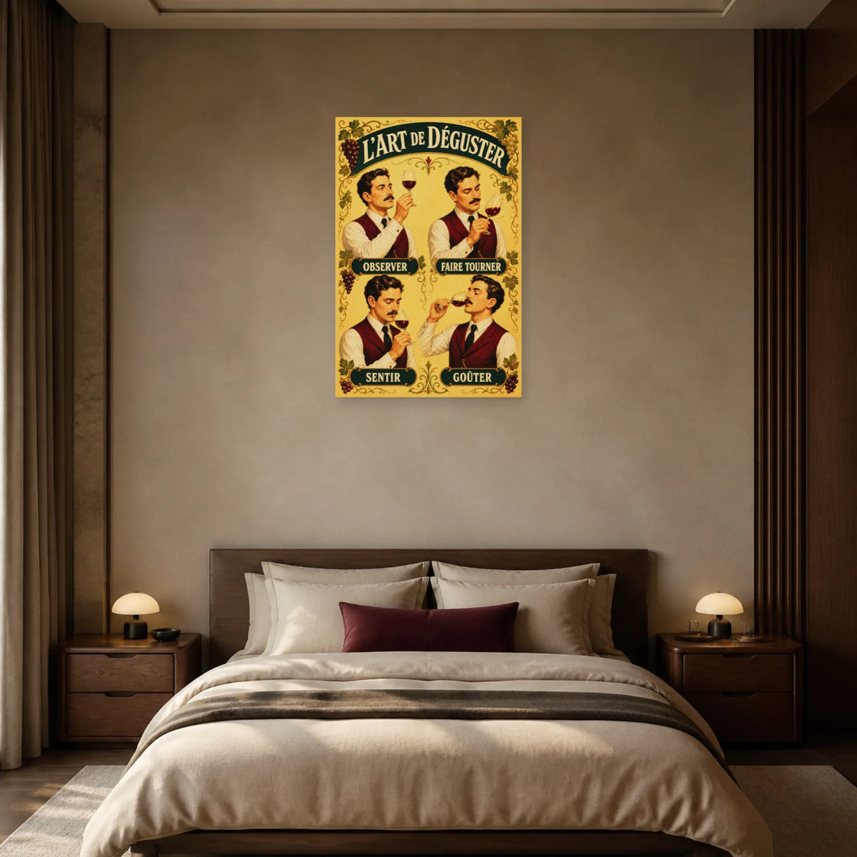 Affiche L’art de déguster, quatre gestes dans une chambre - Art Virtuoso