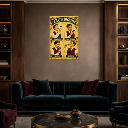 Affiche L’art de déguster, quatre gestes dans un salon - Art Virtuoso