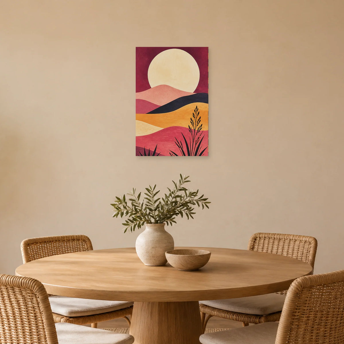 Affiche Désert bohème et soleil dans une salle à manger - Art Virtuoso