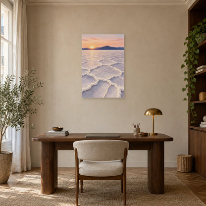 Affiche Désert de sel – Polygones à l'aube dans un bureau - Art Virtuoso