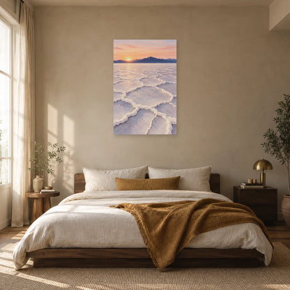 Affiche Désert de sel – Polygones à l'aube dans une chambre - Art Virtuoso