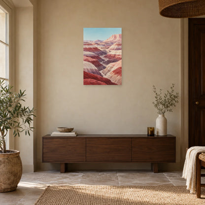 Affiche Désert stratifié – Collines roses dans une entrée ou un couloir - Art Virtuoso