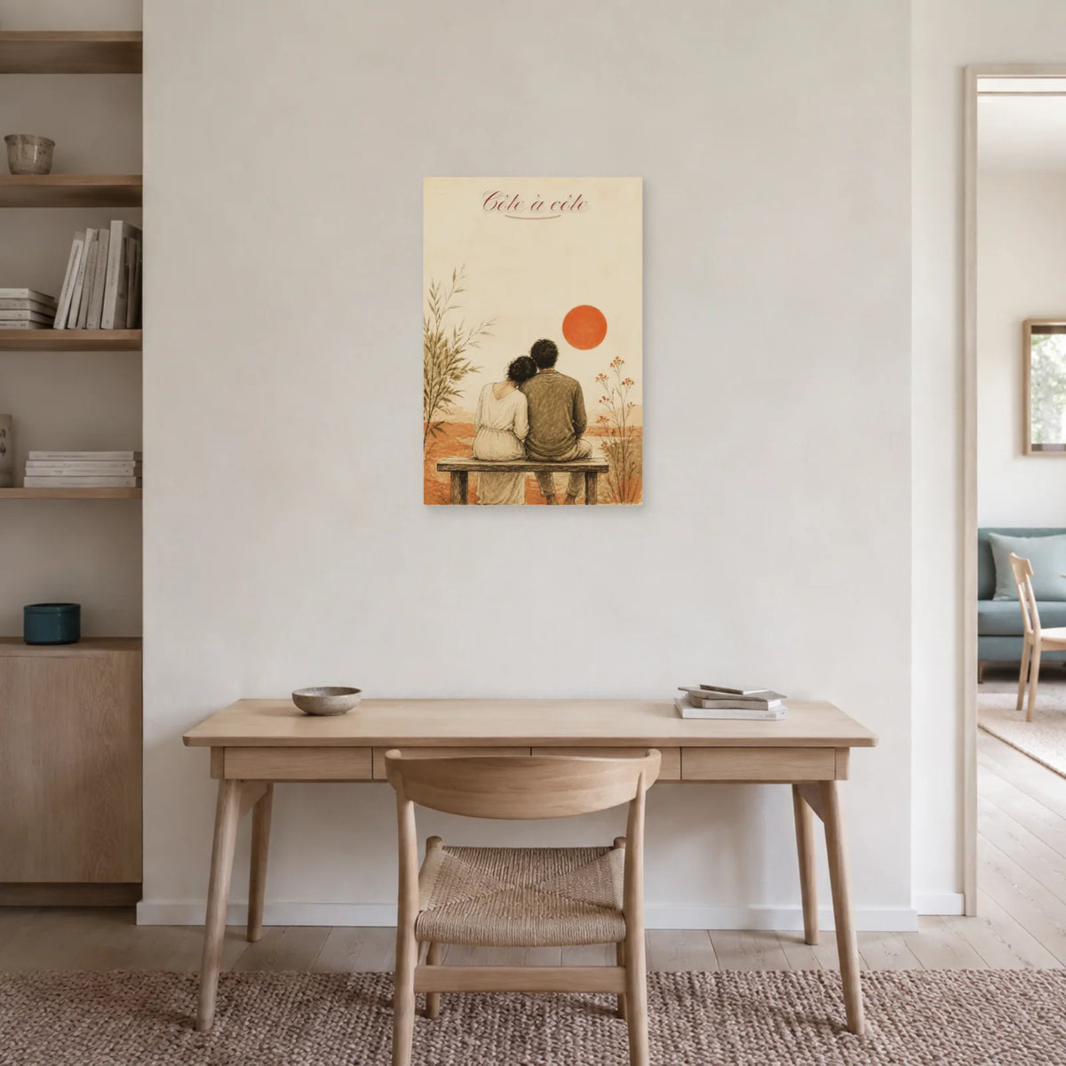 Affiche Côte à côte - Couple minimaliste dans un bureau - Art Virtuoso