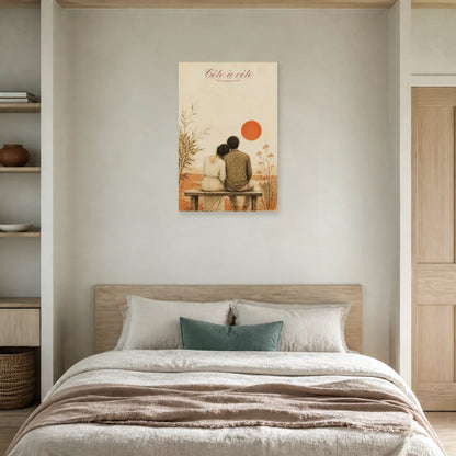 Affiche Côte à côte - Couple minimaliste dans une chambre - Art Virtuoso