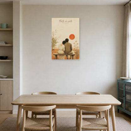 Affiche Côte à côte - Couple minimaliste dans une salle à manger - Art Virtuoso
