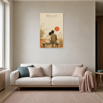 Affiche Côte à côte - Couple minimaliste dans un salon - Art Virtuoso